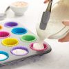 12pcs; Silicone Cupcake Pans; Round Muffin Baking Molds; Reusable Cups; Cake Molds