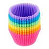 12pcs; Silicone Cupcake Pans; Round Muffin Baking Molds; Reusable Cups; Cake Molds