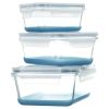 Set of 3 Glass Nestable Food Storage Containers - Navy