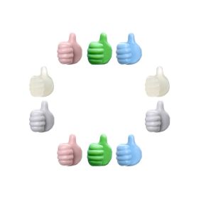 Silicone Thumb Wall Hook Creative Adhesive Thumb Cable Clip Key Hook Wall Hangers for Data Cable Earphone Belt hat Key Storage (type: Mixed Colors 10 packs)